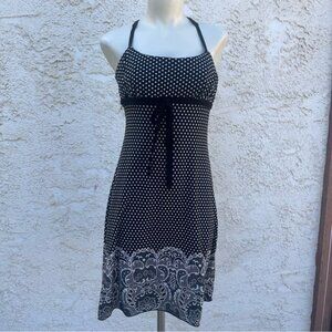 Jessica Black & White Polka Dot and Paisly Print Babydoll Dress